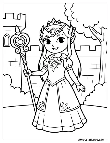Princess Hilda Holding Her Staff Coloring Page