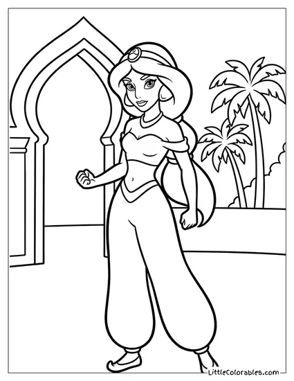 Princess Jasmine Looking Determined Coloring Page