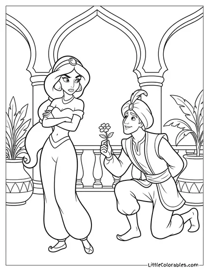 Princess Jasmine Refusing a Suitor Coloring Page