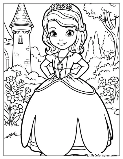 Princess Sofia the First Wearing Her Amulet Coloring Page