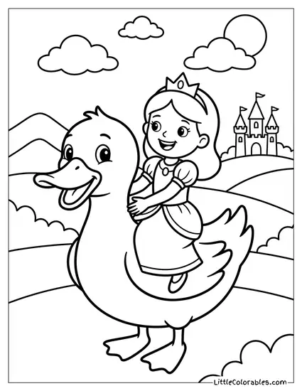 Princess Vivi Riding Spot the Duck Coloring Page