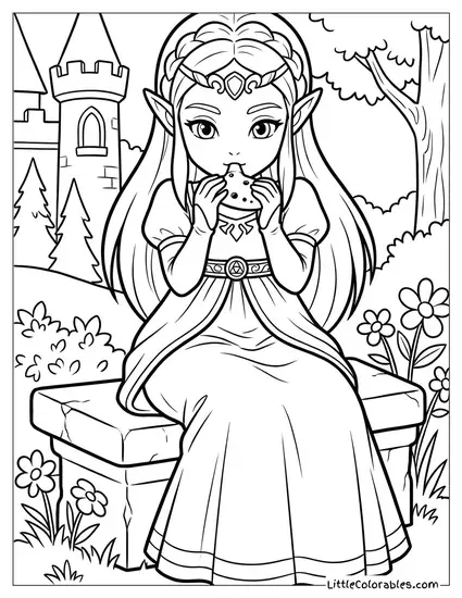 Princess Zelda Playing the Ocarina Coloring Page