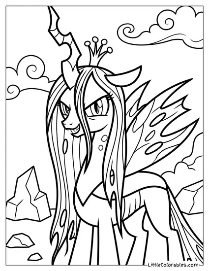 Queen Chrysalis Looking Evil My Little Pony Coloring Page