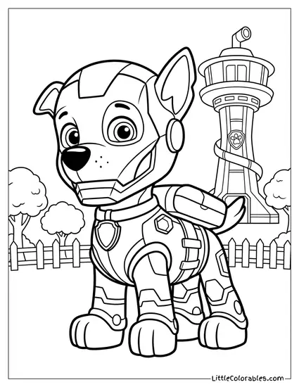 Rocky Dressed as Iron Man PAW Patrol Coloring Page