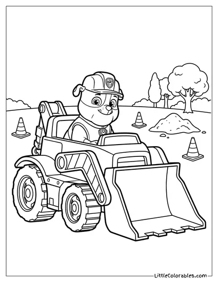 Rubble Driving His Bulldozer PAW Patrol Coloring Page