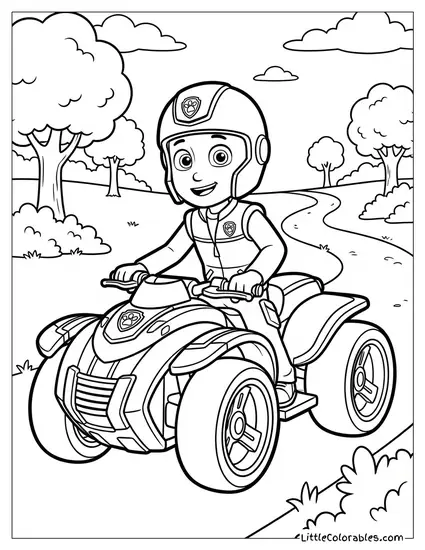 Ryder Riding His ATV PAW Patrol Coloring Page