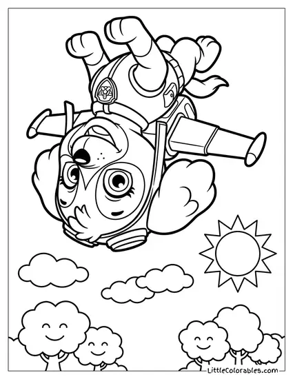 Skye Doing a Backflip PAW Patrol Coloring Page