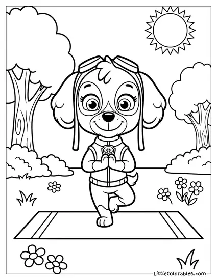 Skye Doing Yoga Poses PAW Patrol Coloring Page