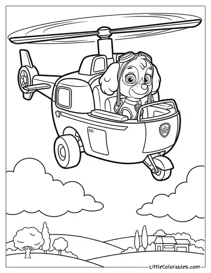 Skye Flying Her Helicopter PAW Patrol Coloring Page