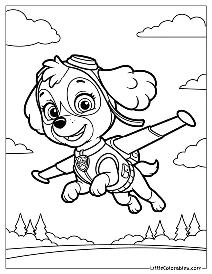 Skye Flying with Her Wings PAW Patrol Coloring Page