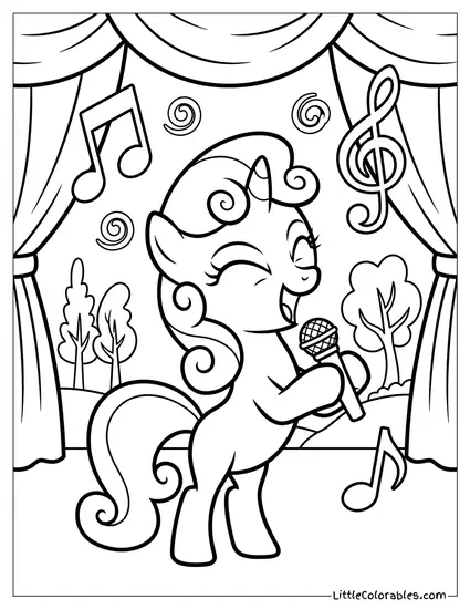 Sweetie Belle Singing Loudly with Her Eyes Closed My Little Pony Coloring Page