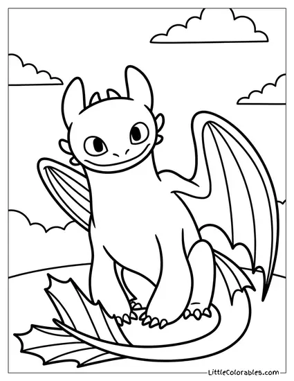 Toothless the Dragon Smiling Coloring Page