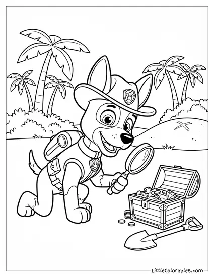 Tracker Searching for Treasure PAW Patrol Coloring Page
