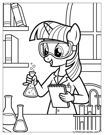 Twilight Sparkle Doing a Science Experiment My Little Pony Coloring Page