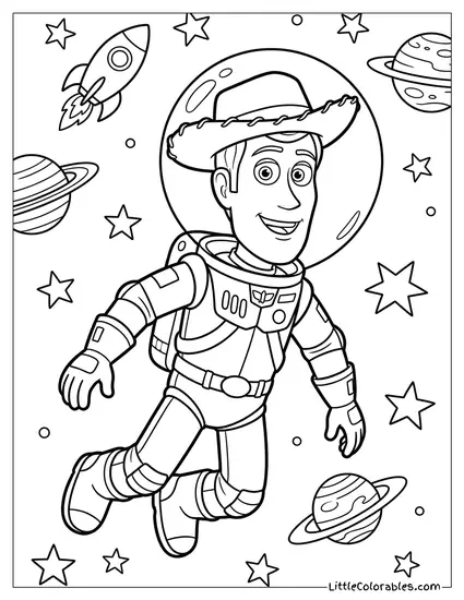 Woody Dressed as an Astronaut Coloring Page