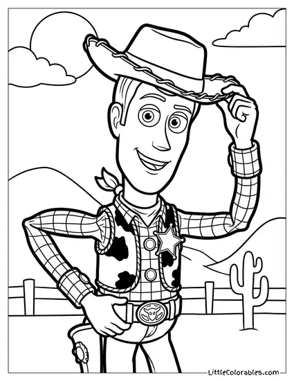 Woody Tipping His Cowboy Hat Coloring Page