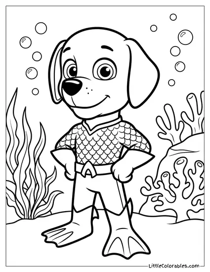 Zuma Dressed as Aquaman PAW Patrol Coloring Page