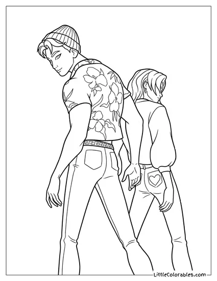 Abby and Romance Posing Coloring Page