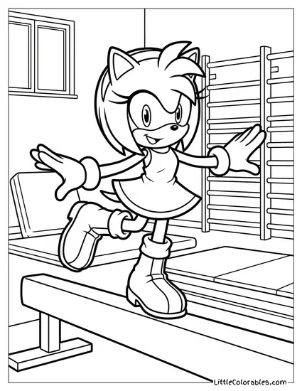 Amy Rose Doing a Gymnastics Pose Coloring Page