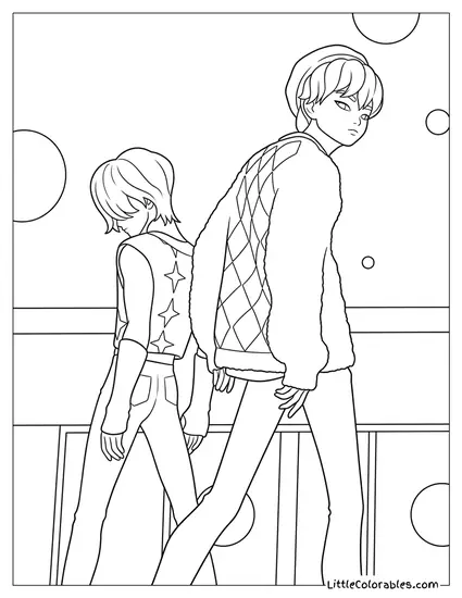 Baby and Mystery Posing Coloring Page