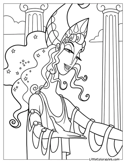 Beautiful Hera with Stars in Her Hair Coloring Page