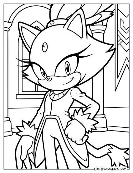 Blaze the Cat Confidently Resting One Hand on Her Hip Coloring Page