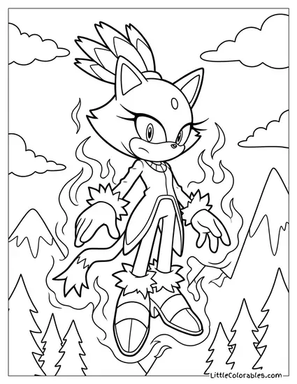 Blaze the Cat Floating Gently Downward Coloring Page