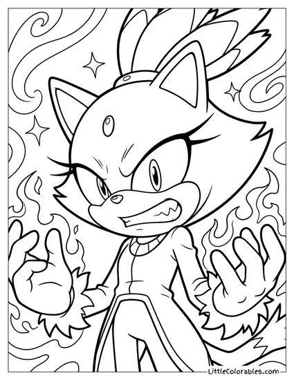Blaze the Cat Gritting Her Teeth Coloring Page