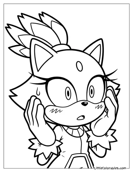 Blaze the Cat Looking Frustrated Coloring Page