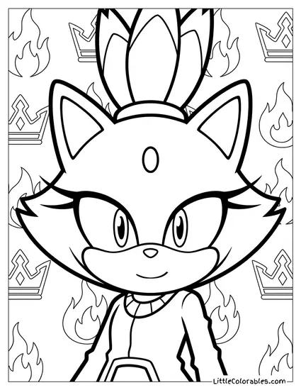 Blaze the Cat Smiling Softly Coloring Page