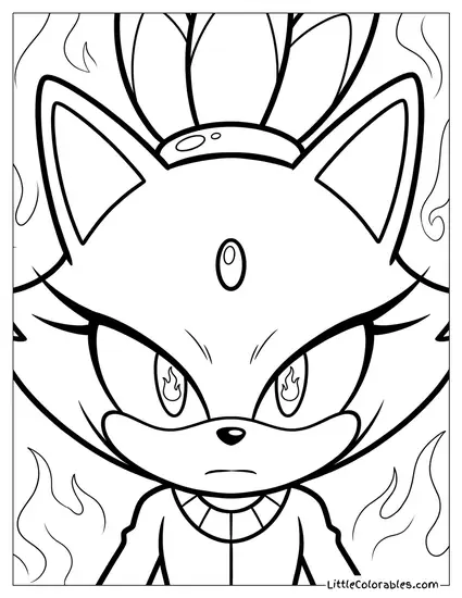 Blaze the Cat Staring Fiercely Coloring Page