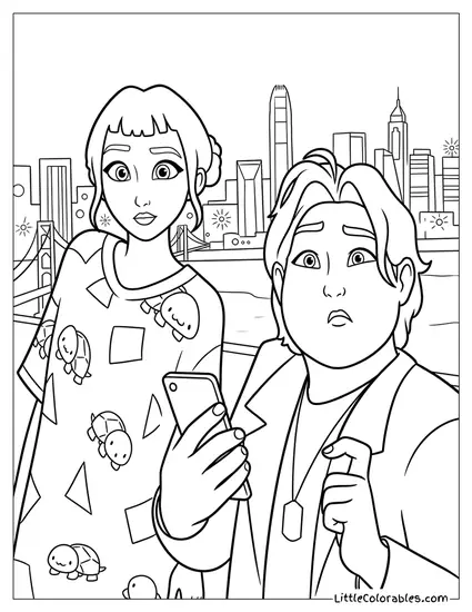 Bobby and Zoey Looking Surprised Coloring Page