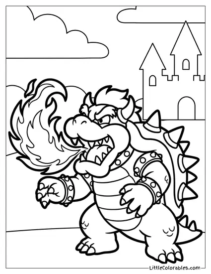 Bowser Breathing Fire Coloring Page