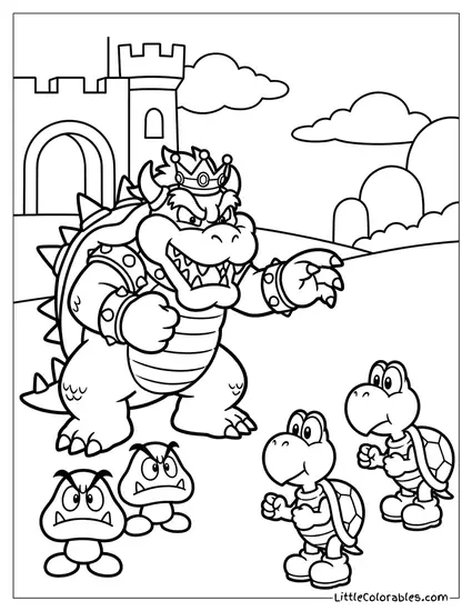 Bowser Commanding His Minions Coloring Page