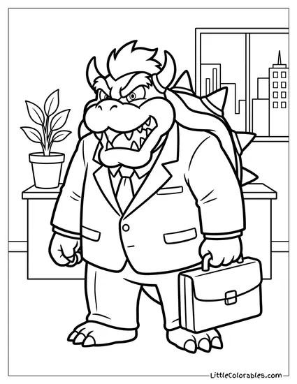 Bowser Dressed As A Businessman In A Suit Coloring Page