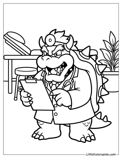Bowser Dressed As A Doctor Coloring Page