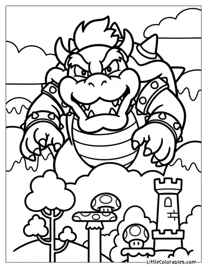 Bowser Giant Size Looking Down Coloring Page