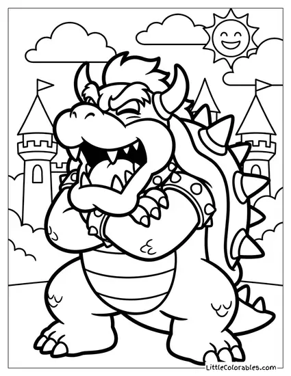 Bowser Laughing His Evil Laugh Coloring Page