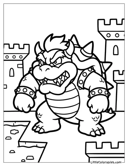 Bowser Looking Angry Coloring Page