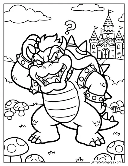Bowser Looking Confused Coloring Page