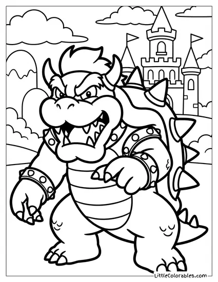 Bowser Pointing A Claw Coloring Page