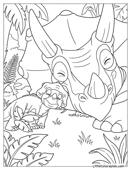 Cera Snuggling With Mom Coloring Page