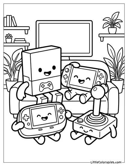 Console Wars Characters Hugging Each Other Coloring Page
