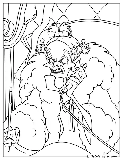 Cruella De Vil Screaming On The Phone Coloring Page