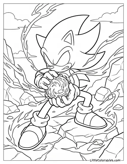 Dark Sonic Charging Dark Chaos Attack Coloring Page
