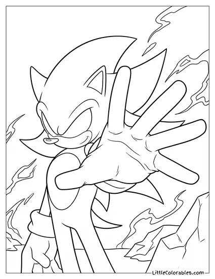 Dark Sonic with Menacing Glare and Stance Coloring Page