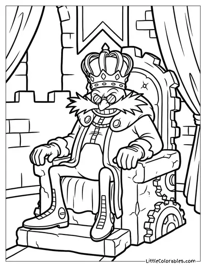 Dr Eggman Dressed as a King on a Throne Coloring Page