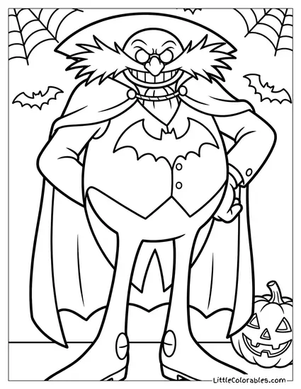 Dr Eggman Dressed as a Vampire for Halloween Coloring Page