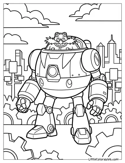 Dr Eggman Inside a Giant Mech Suit Coloring Page