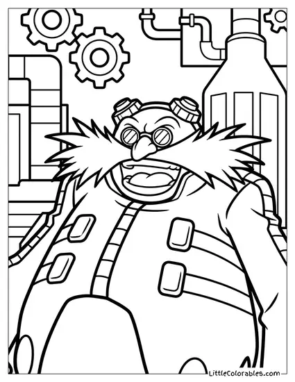 Dr Eggman Laughing Maniacally with Head Back Coloring Page